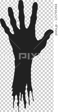 Silhouette of a reaching hand with ragged edges, creating a sense of decay and desperation against a stark, isolated background. Silhouette of a reaching hand with ragged edges, creating a sense of decay and desperation against a stark, isolated background. 125795468