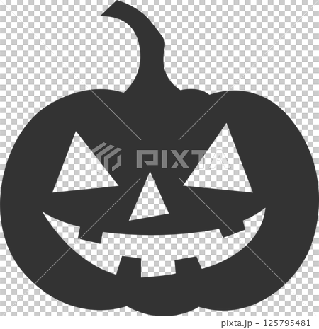 A spooky silhouette of a jack-o'-lantern with its grinning face, triangles for eyes, and a stem ready for Halloween night fun. A spooky silhouette of a jack-o'-lantern with its grinning face, triangles for eyes, and a stem ready for Halloween night fun. 125795481