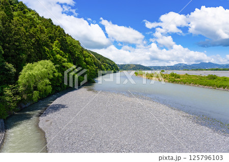 静岡県島田市 蓬莱橋から見た景色 静岡県島田市 蓬莱橋から見た景色 125796103