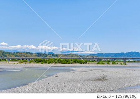 静岡県島田市　蓬莱橋から見た景色 125796106