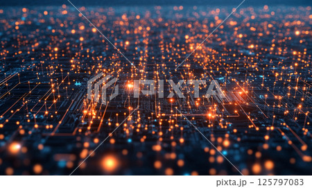 先進的なデジタルテクノロジーのネットワーク風景 125797083