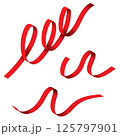 Set of red ribbons. Red ribbon rolled isolated on white background. 125797901