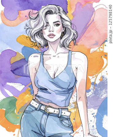 女性の水彩画 125798140