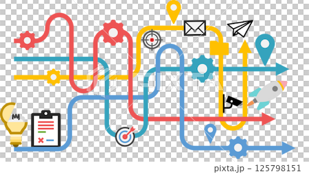 實現目標的路線圖插圖 125798151