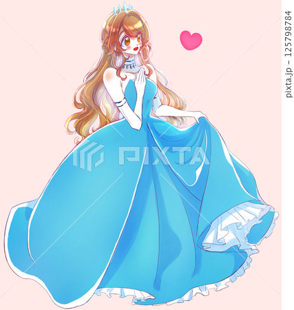 青色のドレスを着たお姫様 恋のイラスト素材 [125798784] - PIXTA