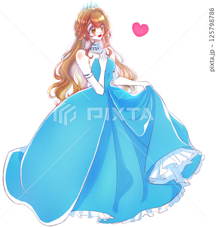 青色のドレスを着たお姫様　恋 125798786