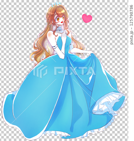 青色のドレスを着たお姫様　恋 125798786
