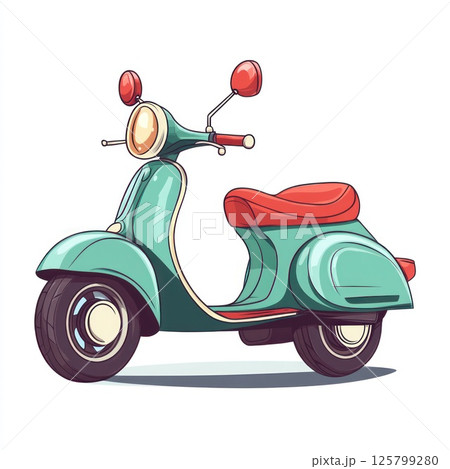 Teal vintage scooter illustration. Teal vintage scooter illustration. 125799280