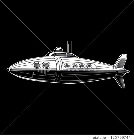 Retro-style submarine illustration. 125799744