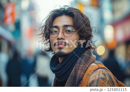 Stylish man in urban street during winter 125801115