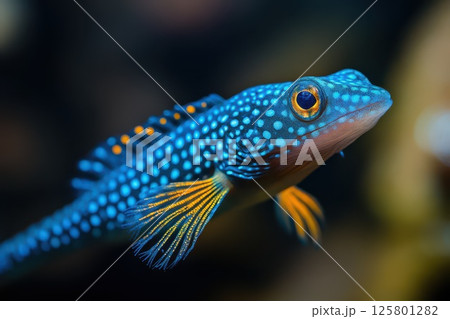 Vibrant fish swim in the aquarium 125801282