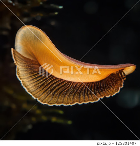 Unique sea creature gracefully gliding underwater 125801407