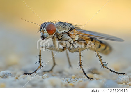 Close up view of a fly in a natural environment Close up view of a fly in a natural environment 125801413