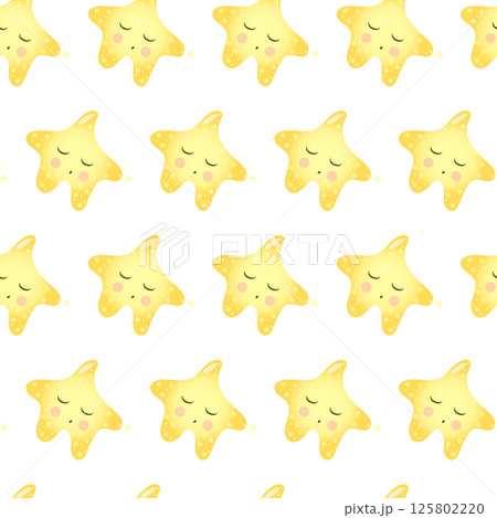 Seamless pattern with cute kawaii sleeping star. 125802220