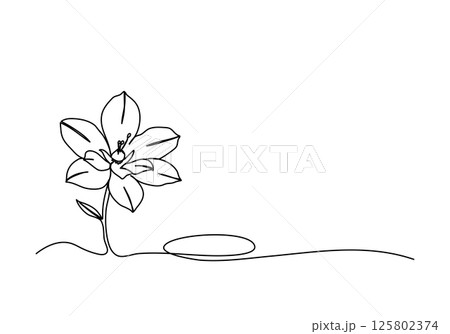 Flower. One line drawing vector illustration. 125802374