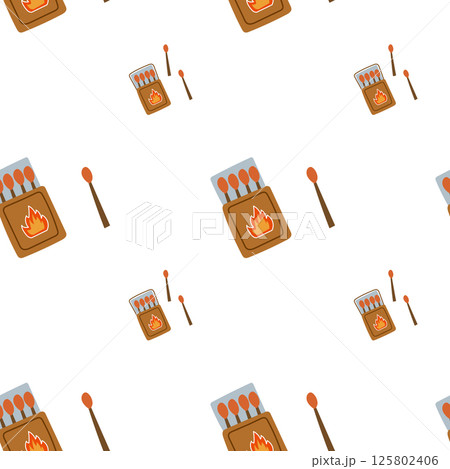 A box of matches seamless pattern. Hiking pattern, seamless camping pattern. 125802406