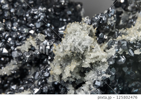 Close-up of a natural galena crystal formation showcasing delicate textures 125802476