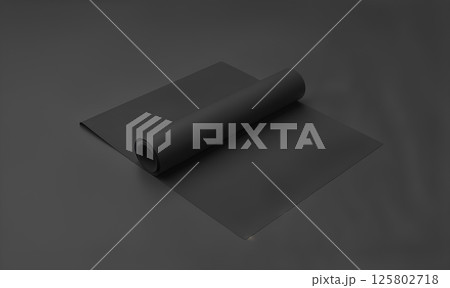 Blank black rectangular interior carpet. 125802718