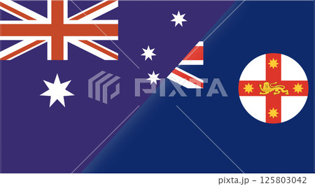 Flag of Australia and Australian state New South Wales. Two Flag Together Flag of Australia and Australian state New South Wales. Two Flag Together 125803042
