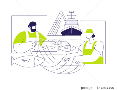 Fishing with net abstract concept vector illustration. 125803350