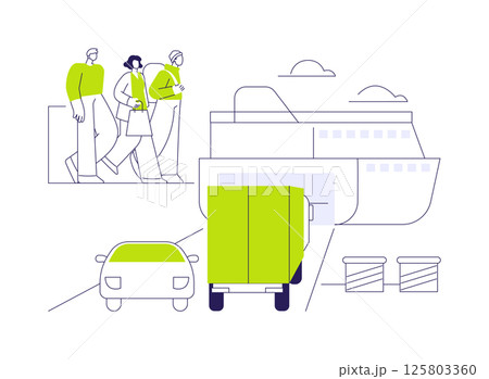 Car ferry abstract concept vector illustration. 125803360