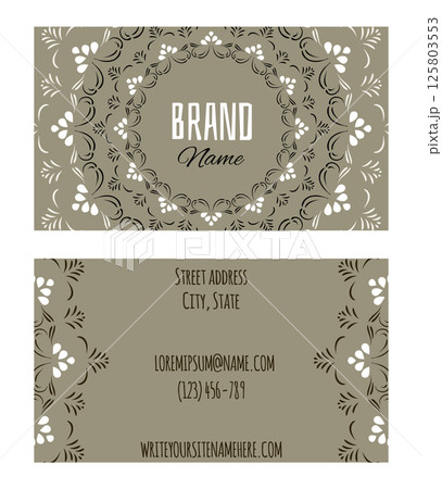 Stylish ornamental business name card with floral mandala design for yoga, health, wellness and spa activities 125803553