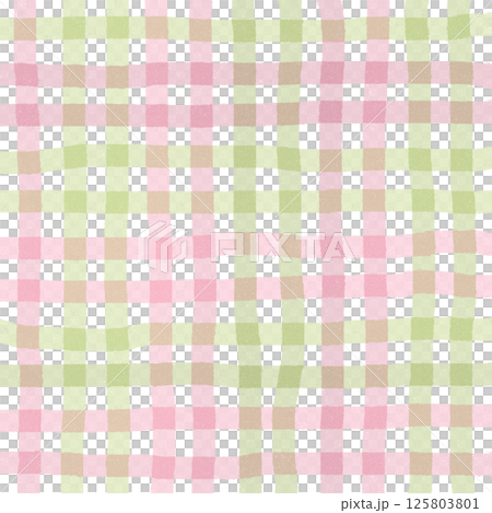 Pink Sage Green Plaid Gingham Check Hand Drawn Background Pattern Overlay 125803801