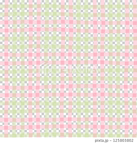 Pink Sage Green Plaid Gingham Check Hand Drawn Background Pattern Overlay 125803802