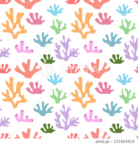 Colorful coral seamless pattern on white background Colorful coral seamless pattern on white background 125803829