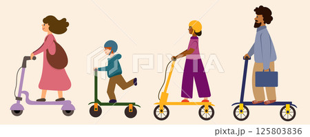 People set on electric scooters 125803836