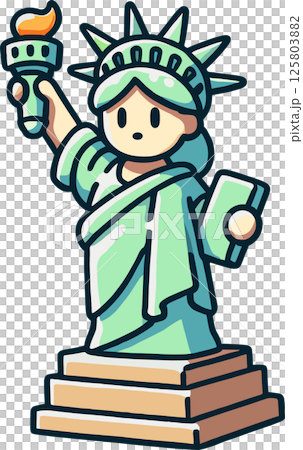 かわいいデフォルメ自由の女神のイラスト かわいいデフォルメ自由の女神のイラスト 125803882