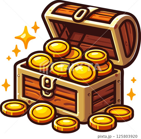金貨がたくさん入った宝箱のアイコン	 125803920