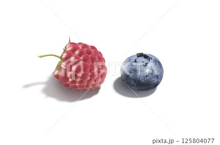 Raspberry and blueberry berries mockup, side view 125804077