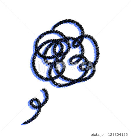 モヤモヤ感を表現した青色の手描きのイラスト素材・クレヨン風 モヤモヤ感を表現した青色の手描きのイラスト素材・クレヨン風 125804136