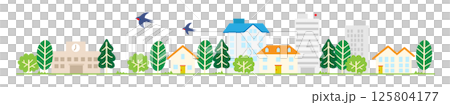 Urban residential area, simple buildings and nature Urban residential area, simple buildings and nature 125804177