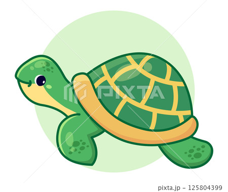 Cartoon green turtle. Children's design. Vector cute illustrations Cartoon green turtle. Children's design. Vector cute illustrations 125804399