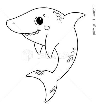 Cartoon Shark Coloring Page. Vector cute illustrations Cartoon Shark Coloring Page. Vector cute illustrations 125804408