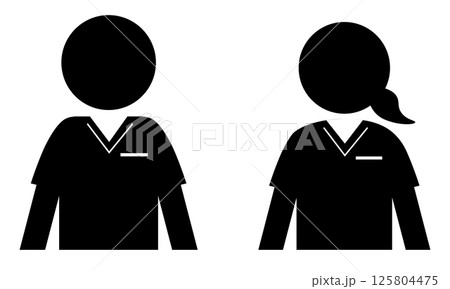 医療従事者/スタッフの男女のピクトグラム 125804475