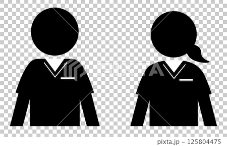 医療従事者/スタッフの男女のピクトグラム 125804475