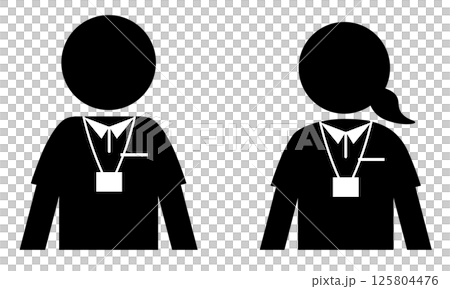 店員/スタッフの男女のピクトグラム（名札付き） 125804476