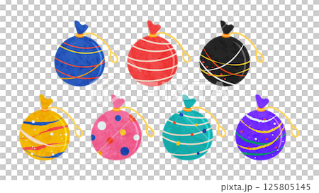 夏まつりのヨーヨー　水彩風テクスチャベクターイラスト 125805145