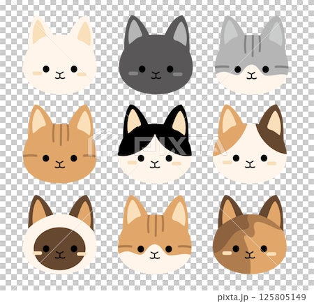 可愛い猫の顔アイコン詰め合わせ 125805149