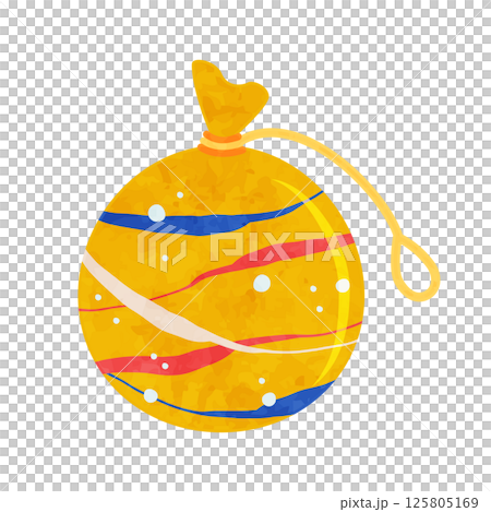 Yellow yo-yo for the summer festival watercolor texture vector illustration 125805169