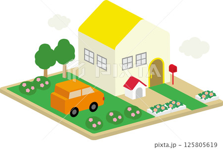 立体的な家のイラスト 125805619
