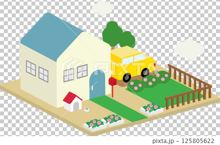 土地和房屋的時尚三維插圖 125805622