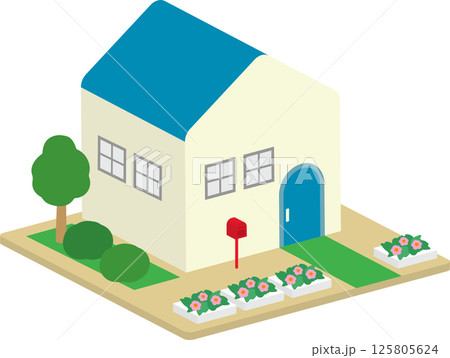 土地と家のおしゃれなアイソメトリック 125805624