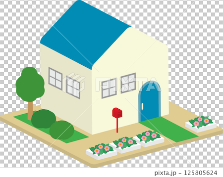 土地と家のおしゃれなアイソメトリック 125805624