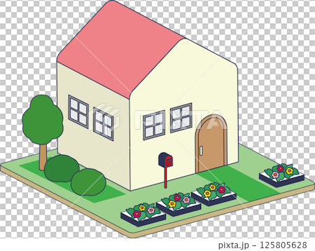 Land and house isometric illustration 125805628