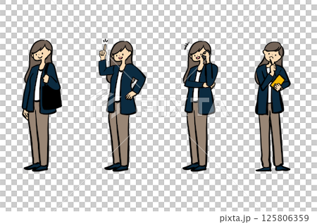 Full body set illustration of a female business person Full body set illustration of a female business person 125806359
