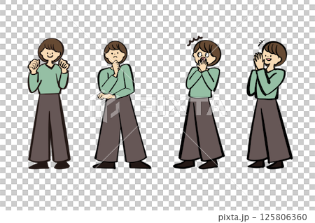 Full body set illustration of a female business person 125806360